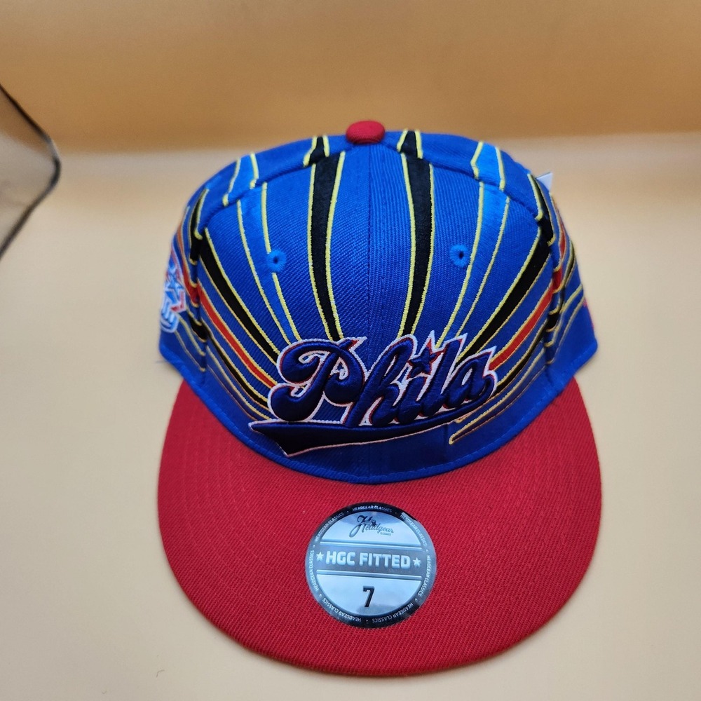 Philadelphia Stars Hat Cap Fitted Mens 7 Blue Red Baseball Negro Leagues Script